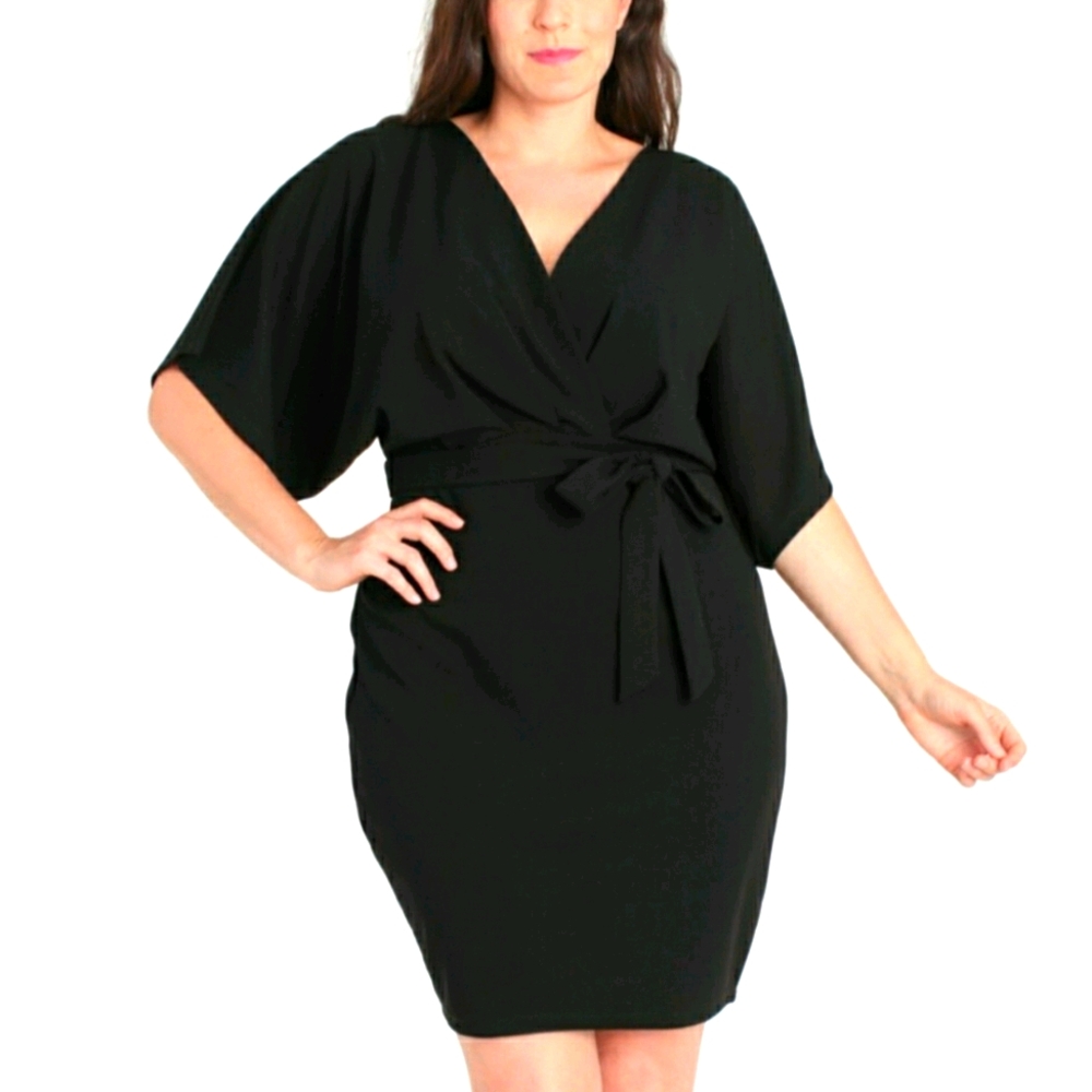 Stretch Crepe -Kimono Sleeves- Self Band Tie Belt